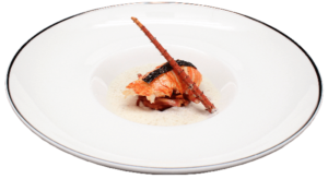 Langouste rotie chioggia acidulée sauce truffe